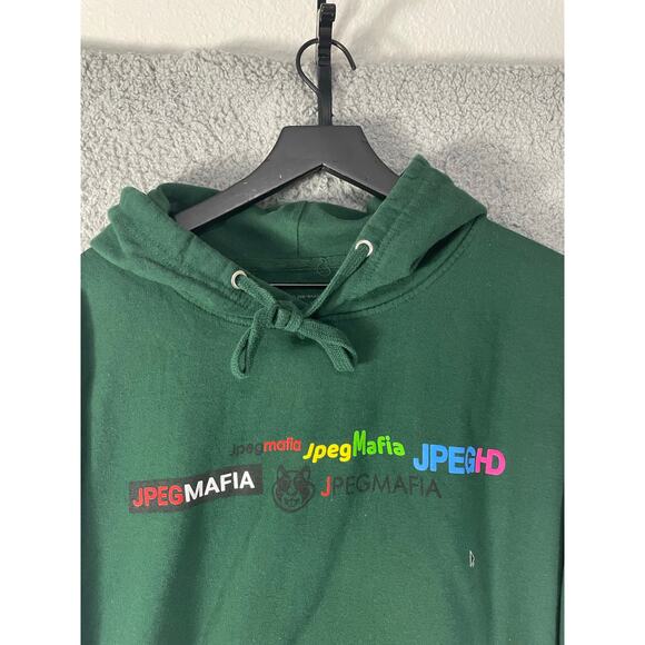 JPEGMAFIA Green Graphic Hoodie Men’s Large Hip Hop Pullover Sweatshirt - Picture 6 of 9
